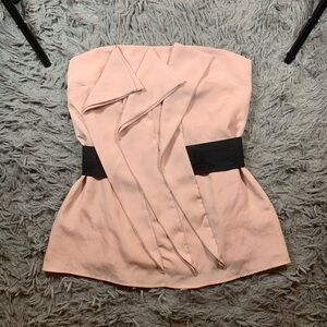 Vintage Y2K Forever 21 blush pink ruffled belted tube top sz S